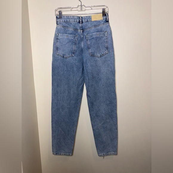 Zara High Rise Distressed Mom Jeans Straight Leg - Picture 7 of 7